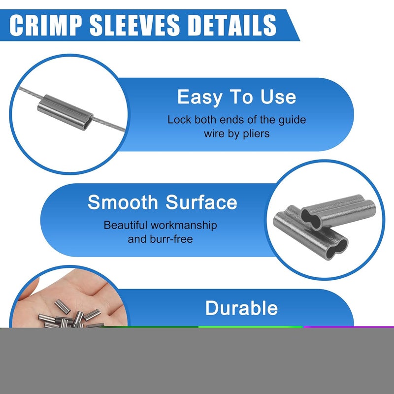 VATEICO Fishing Crimpe Sleeves Kit,Double Barrel Fishing Line Crimps Sleeves,Brass Copper Crimping Loop Tube Connector Mono Leader Crimps Wire Leader Rigging Tackles Slatwater Freshwater 400pcs - Image 3